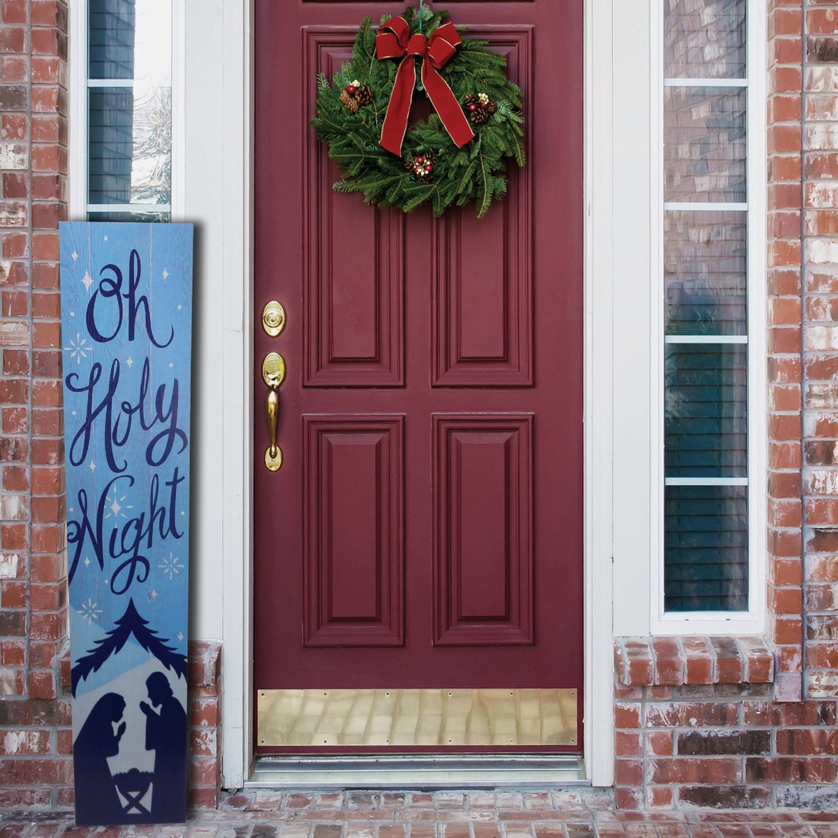 Alpine 1 In. W. x 42 In. H. x 8 In. L. Oh Holy Night Porch Greeter Sign with Easel