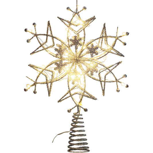 Alpine Silver LED 15 In. 6-Sided Star Christmas Tree Topper