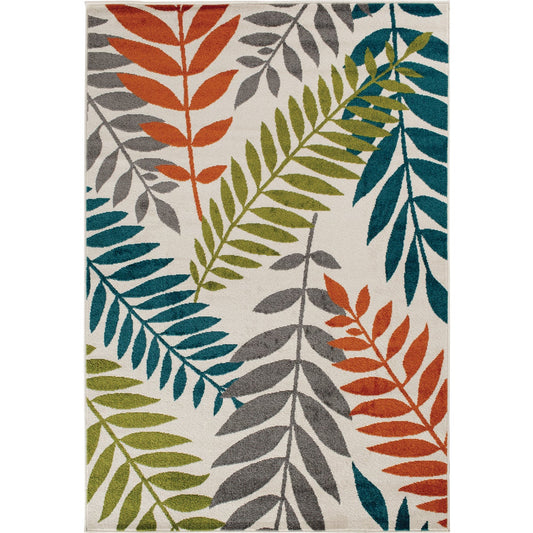 Backyard Bungalow Blythewood 6 Ft. 7 In. x 9 Ft. 6 In. Multi-Color Leaves Plush Outdoor Rug