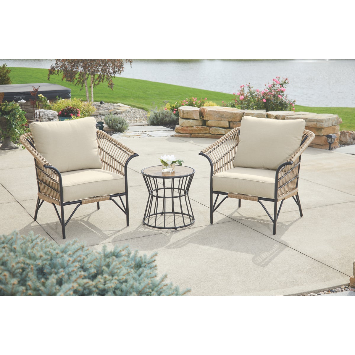 Outdoor Expressions Brentwood 3-Piece Wicker Chat Set