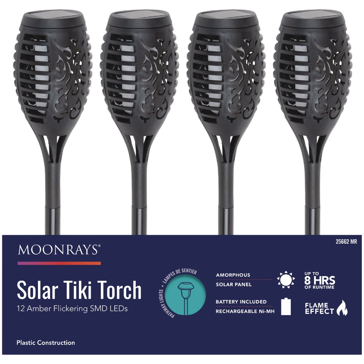 Moonrays Plastic 19-1/2 In. H. Solar Flame Stake Light