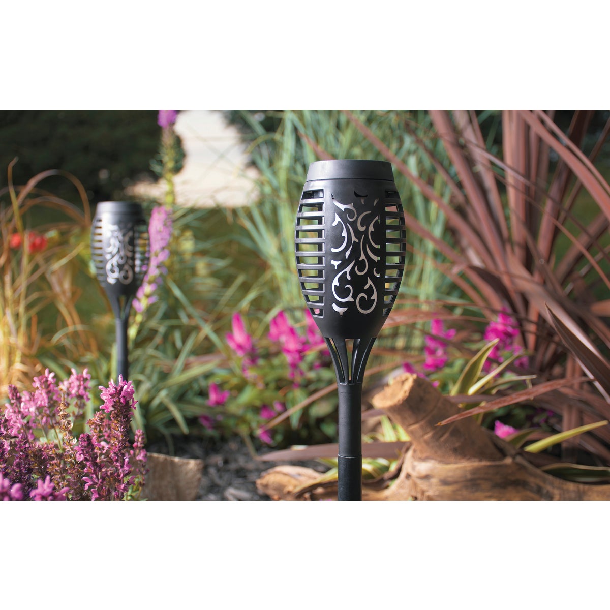 Moonrays Plastic 19-1/2 In. H. Solar Flame Stake Light