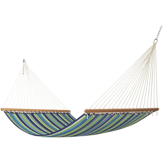 Castaway Blue & Green Striped Polyester Quilted Hammock