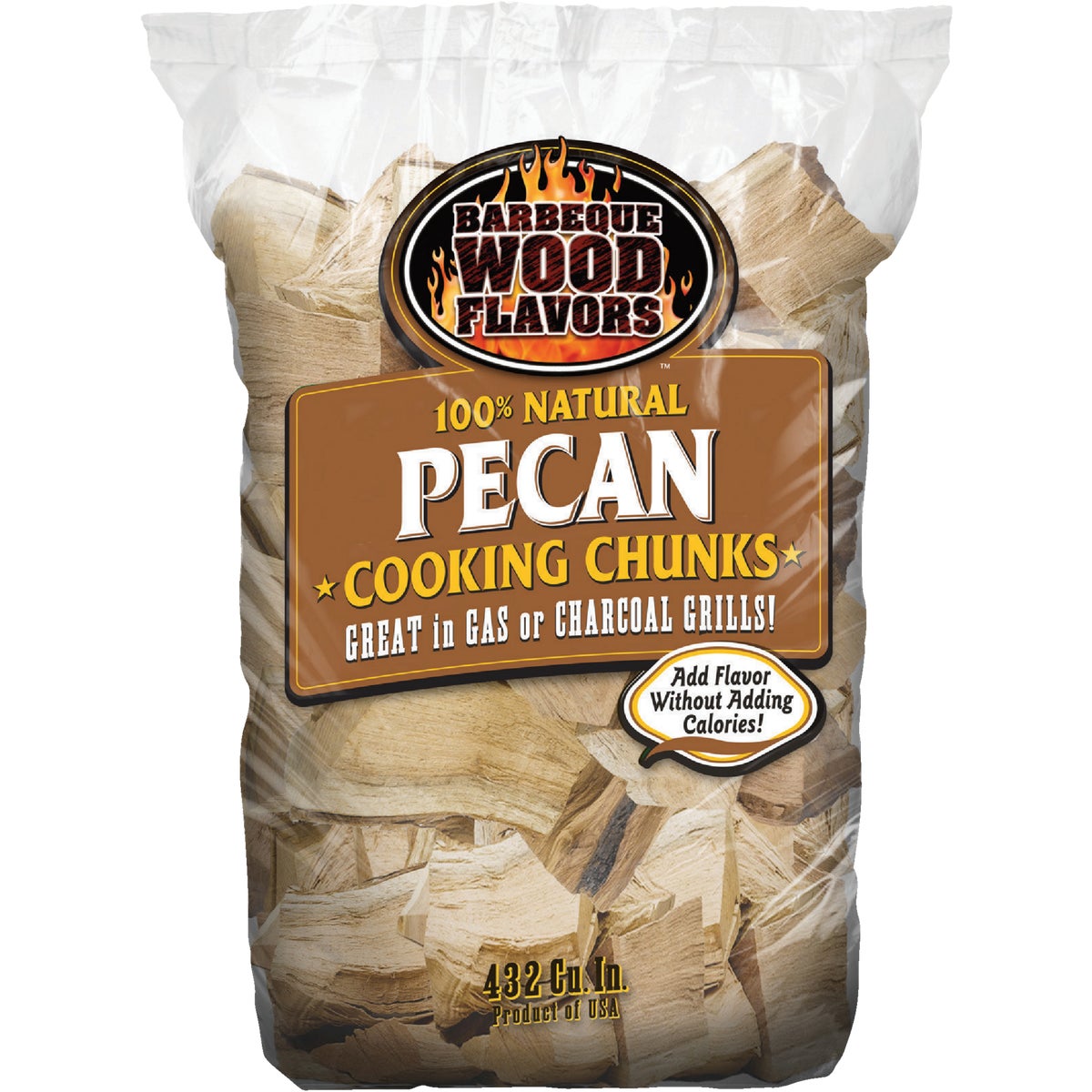 Barbeque Wood Flavors 432 Cu. In. Pecan Smoking Chunks