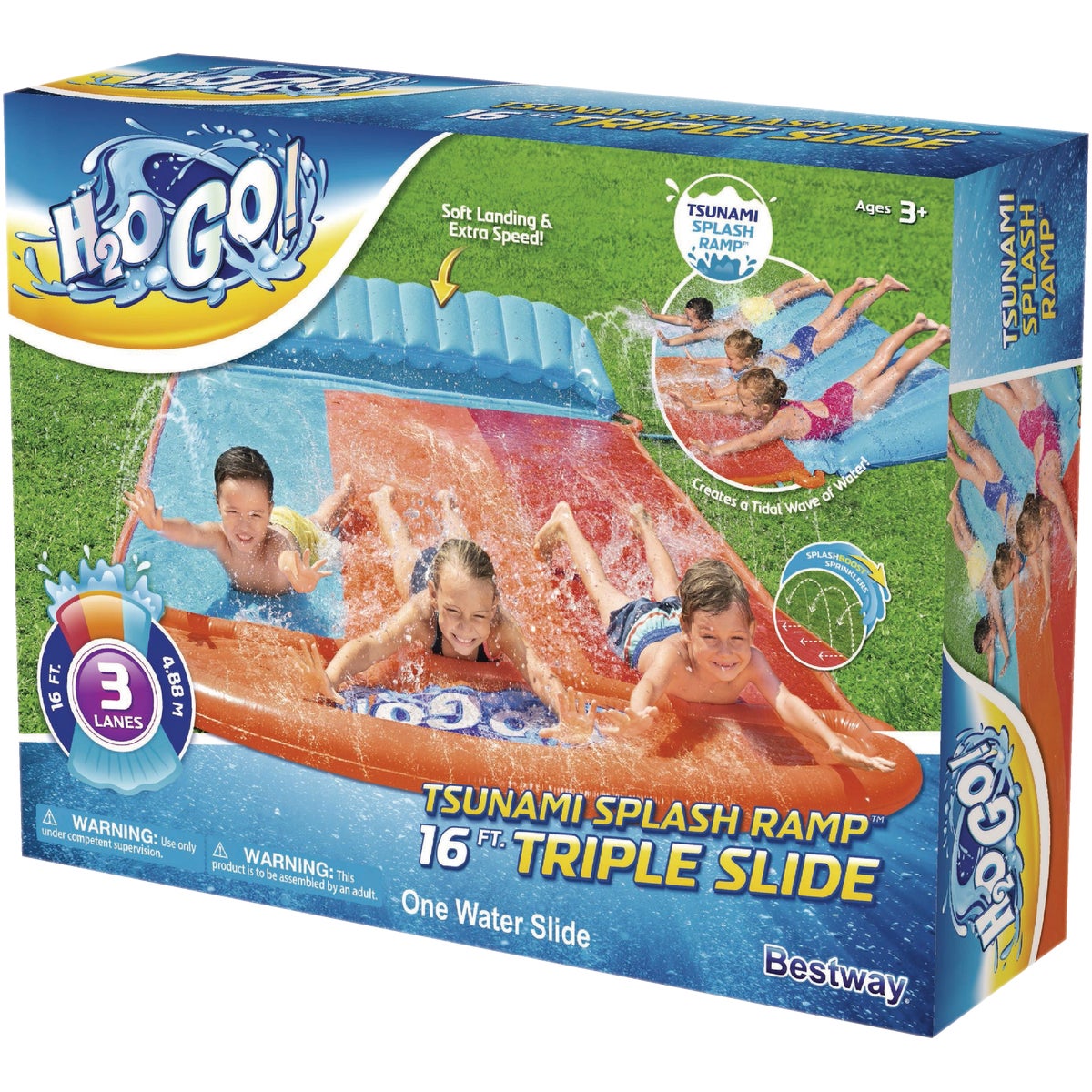 H2OGO! Tsunami Splash Ramp 16 Ft. Triple Water Slide