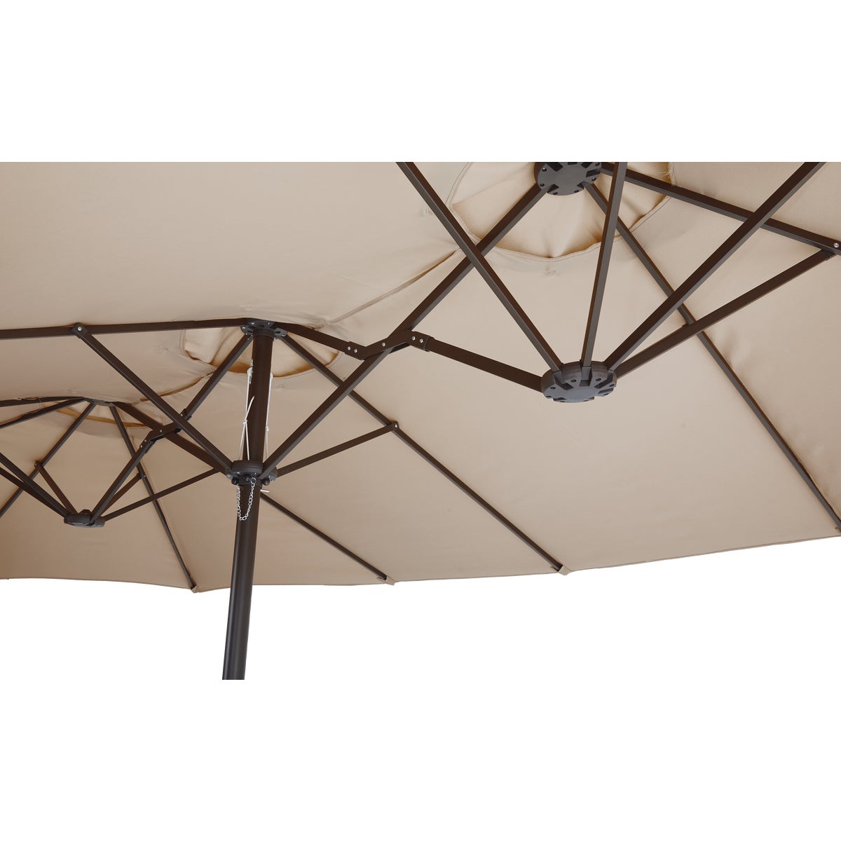 Outdoor Expressions Steel Crank Tan Double Patio Umbrella