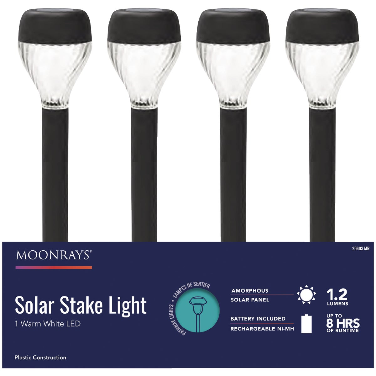 Moonrays Black 1.2 Lm. Plastic Swirl Lens Solar Path Light