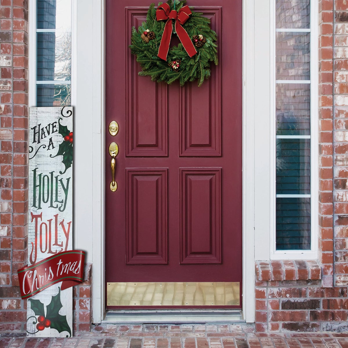 Alpine 2 In. W. x 47 In. H. x 11 In. L. Have a Holly Jolly Christmas Porch Greeter Sign with Easel