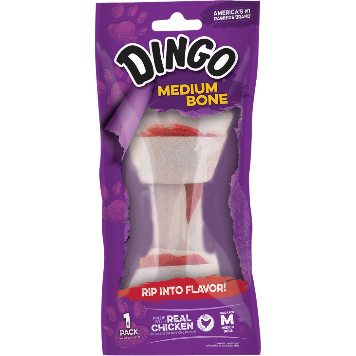 Dingo Knotted 5.5 In. to 6 In. 2.5 Oz. Rawhide Bone