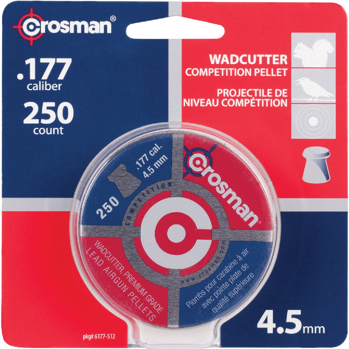 Crosman .177 Cal. Wadcutter Pellet Ammunition (250-Pack)