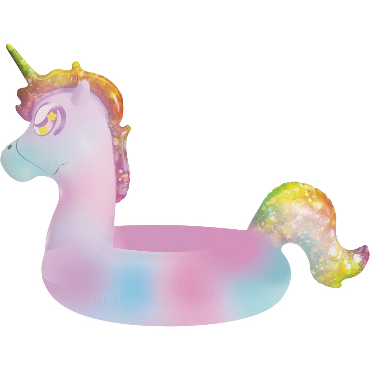 PoolCandy Ride-On Illuminated Color Changing LED Rainbow Unicorn Pool Float