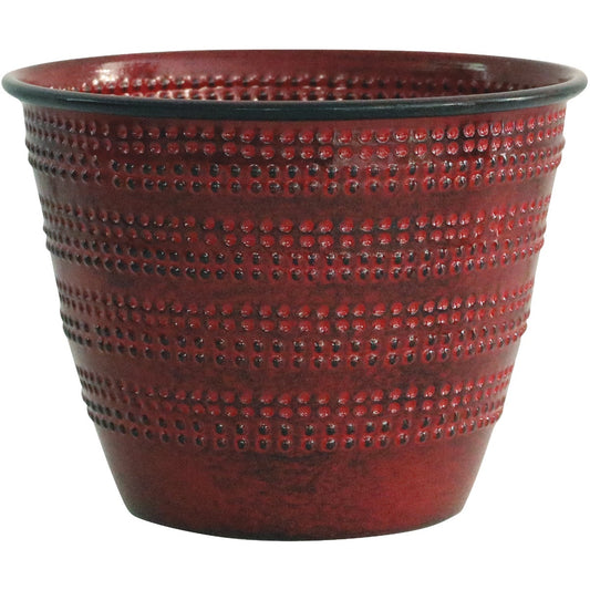 Robert Allen Cobblestone 4.75 In. x 6.38 In. x 6.38 In. Metal Sangria Red Planter