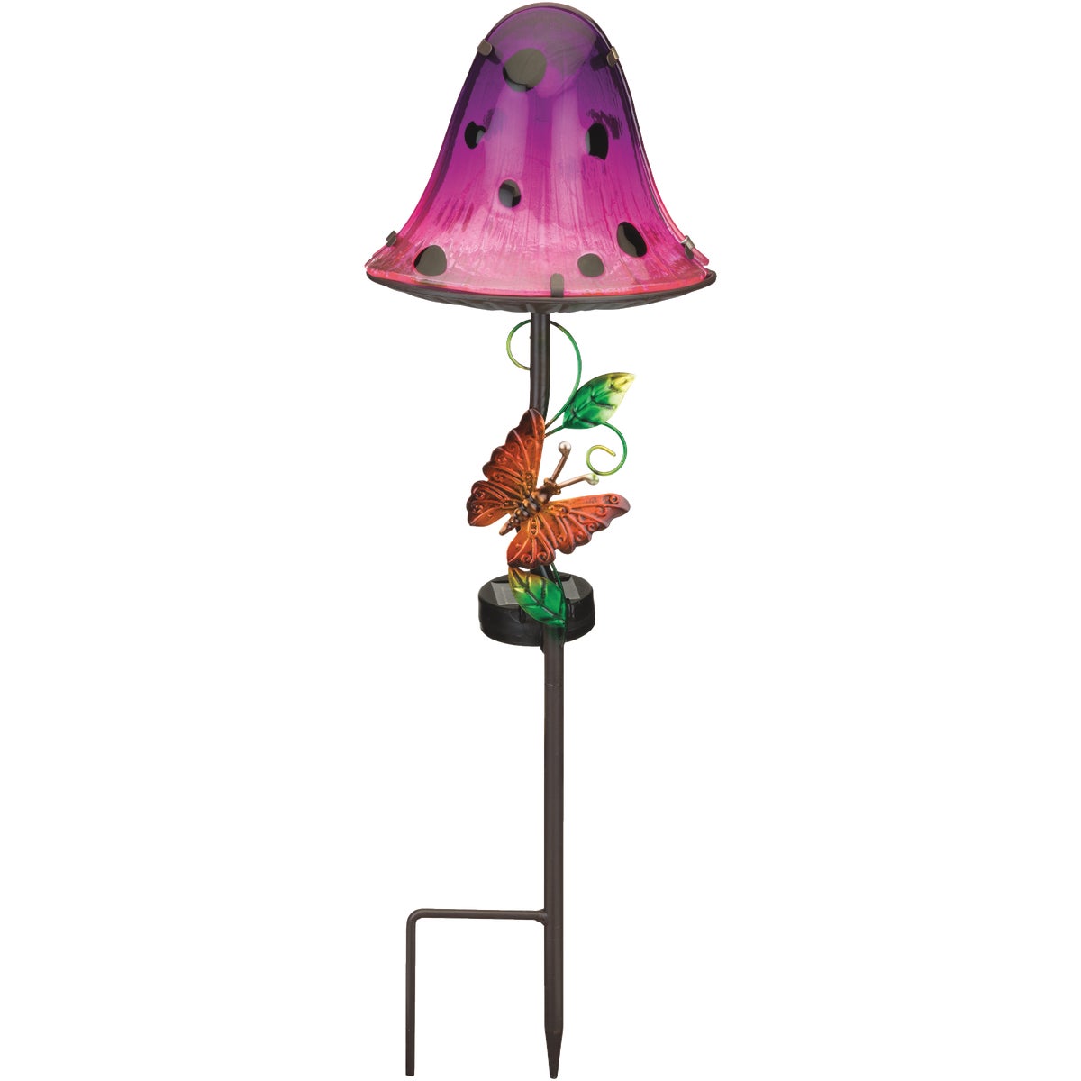 Regal Art & Gift 21.25 In. Purple Dottie Mushroom LED Solar Stake Light