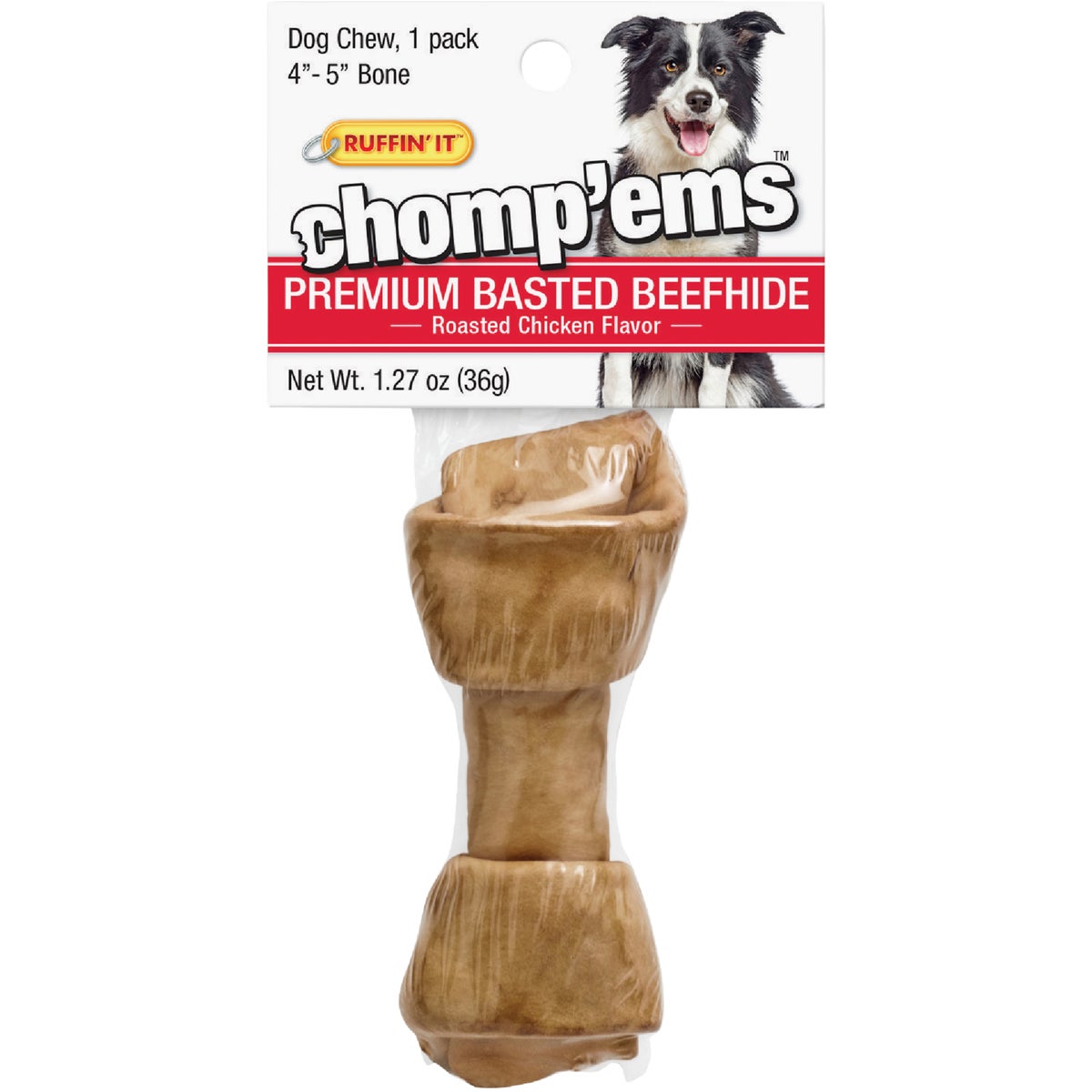 Westminster Pet Ruffin' it Chomp'ems Knotted 4 In. to 5 In. Chicken Rawhide Bone