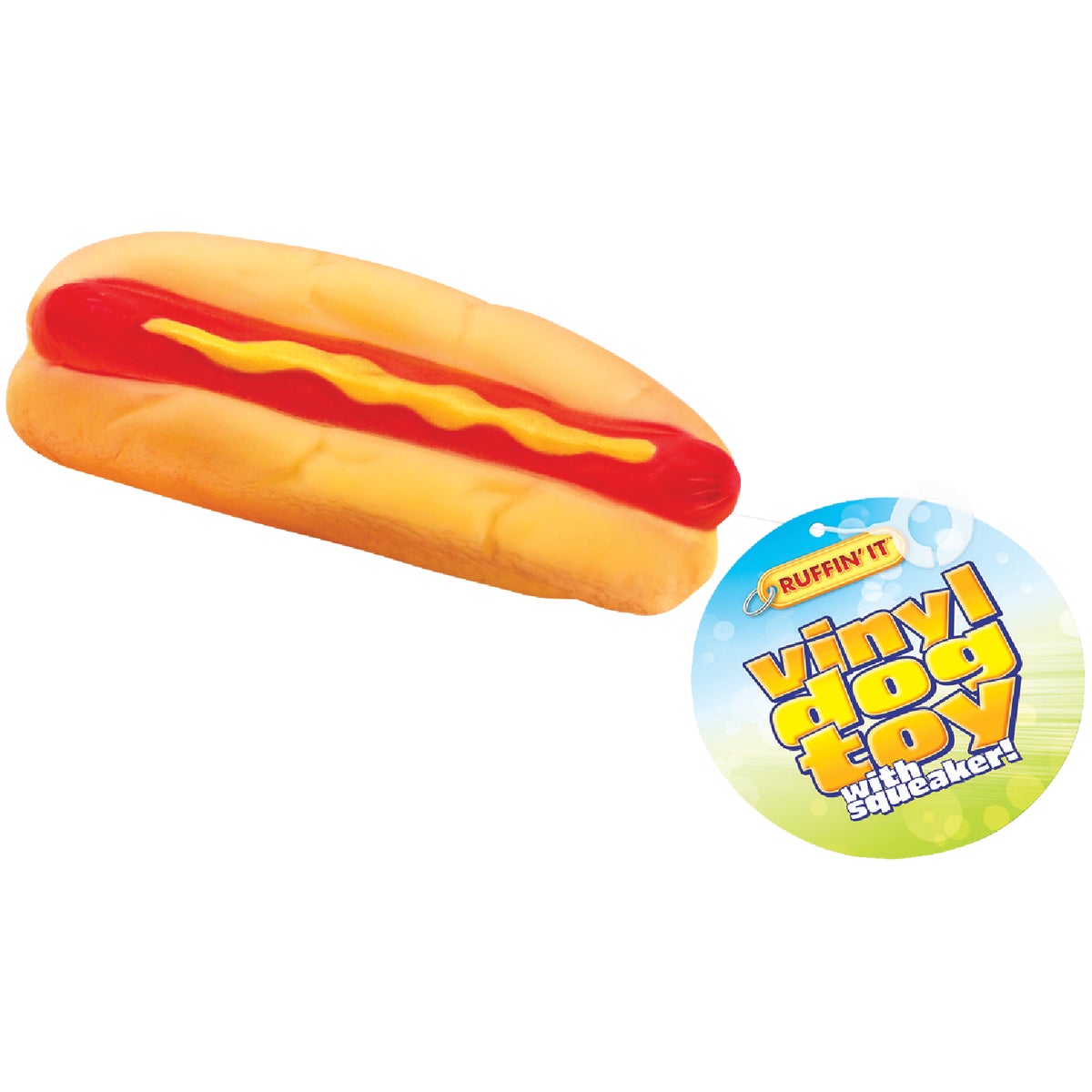 Westminster Pet Ruffin' it 1.66 In. W. x 2.0 In. H. x 5.25 In. L. Squeaky Hot Dog Vinyl Dog Toy