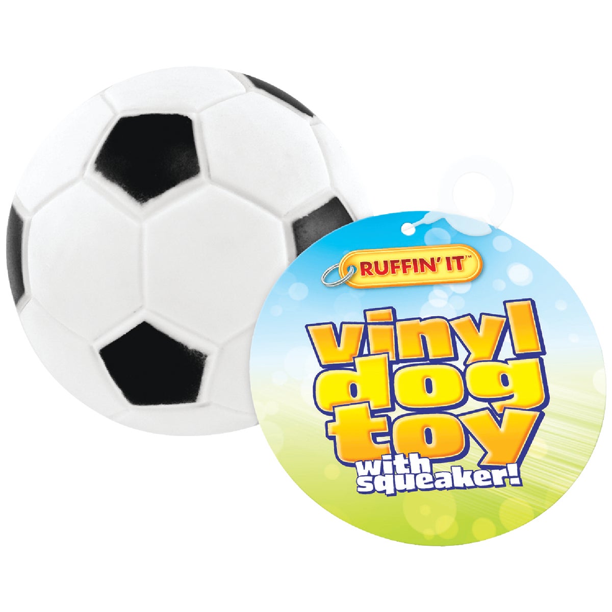 Westminster Pet Ruffin' it 2-3/4 In. W. x 2-3/4 In. H. x 2-3/4 In. L. Squeaky Soccer Ball Vinyl Dog Toy