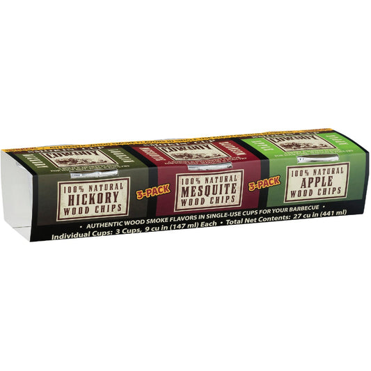 Cowboy 9 Cu. In./Cup Hickory, Apple, Mesquite Smoking Chunks Cup (3-Pack)