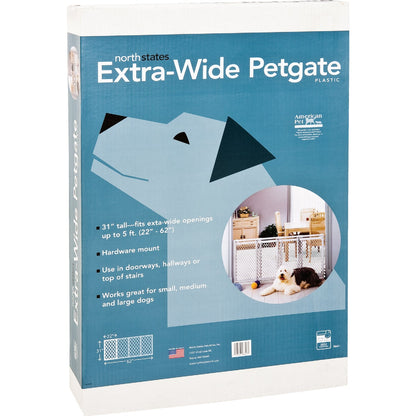 North States 22 In. to 62 In. W. White Plastic Extra Wide Pet Gate