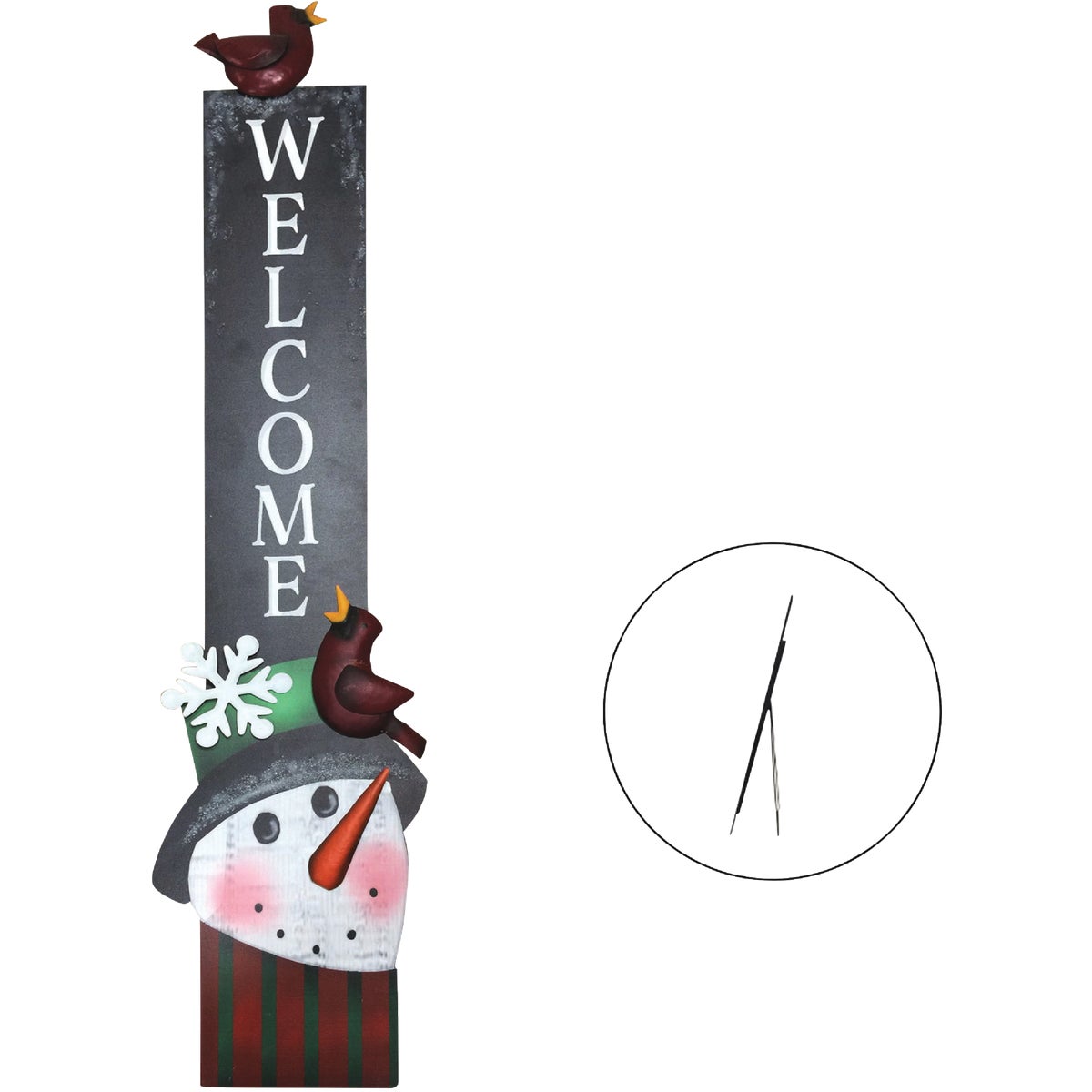 Alpine 2 In. W. x 47 In. H. x 11 In. L. Snowman with Long Hat Welcome Porch Greeter Sign withEasel