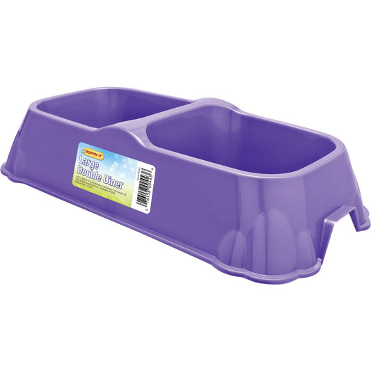 Westminster Pet Ruffin' it Plastic Rectangle Large Double Pet Food Bowl