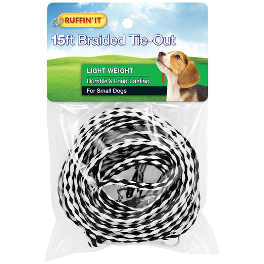 Westminster Pet Ruffin' it Light Weight Small Dog Tie-Out Braided Rope, 15 Ft.