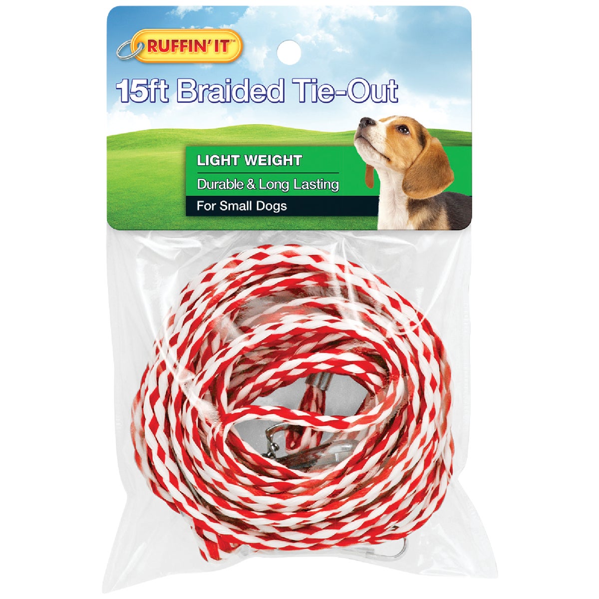 Westminster Pet Ruffin' it Light Weight Small Dog Tie-Out Braided Rope, 15 Ft.