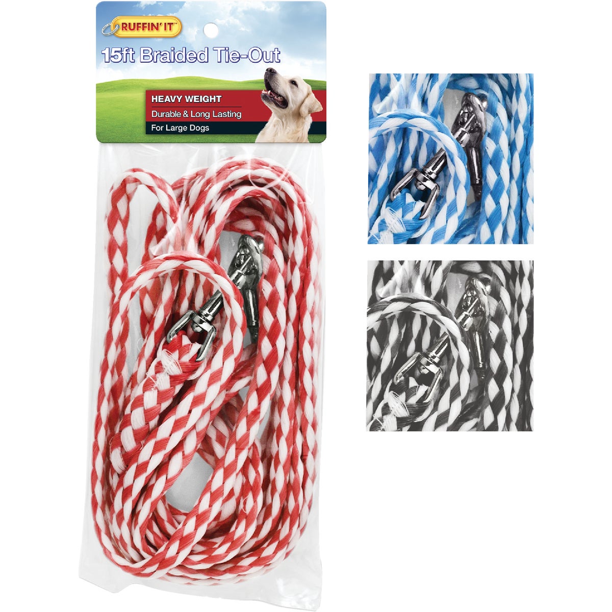 Westminster Pet Ruffin' it Heavy Weight Braided Large Dog Tie-Out, 15 Ft.