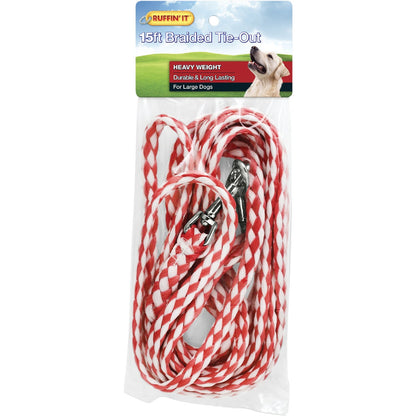 Westminster Pet Ruffin' it Heavy Weight Braided Large Dog Tie-Out, 15 Ft.