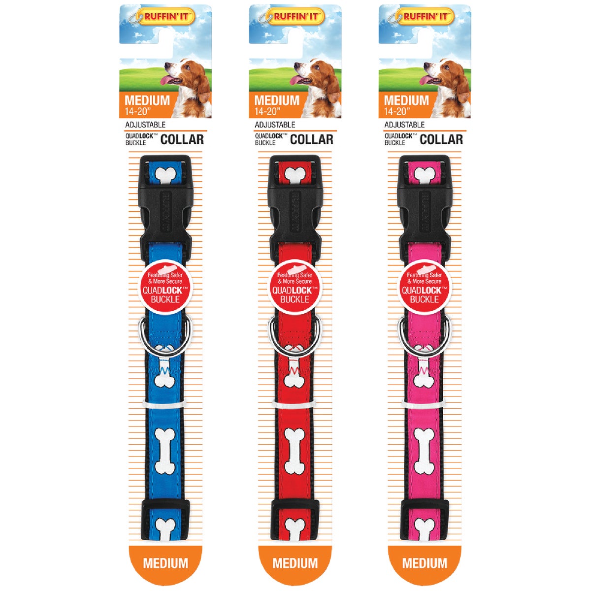 Westminster Pet Ruffin' it Adjustable 14 In. to 20 In. Nylon Bone Print Dog Collar