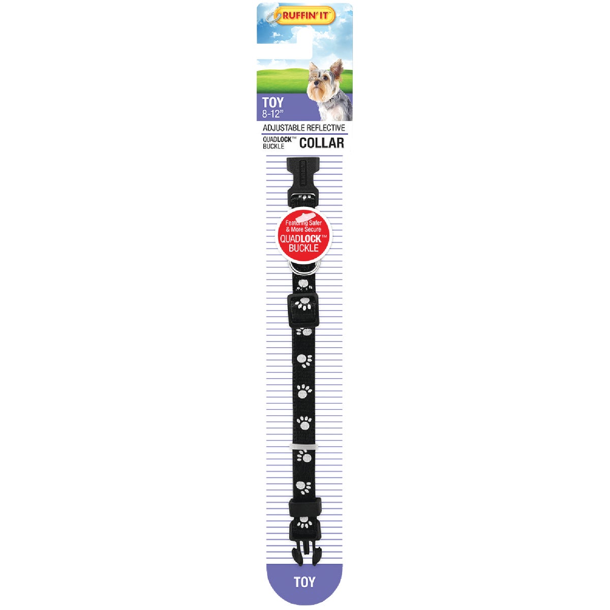 Westminster Pet Ruffin' it Reflective 8 In. to 12 In. Nylon Paw Print Dog Collar