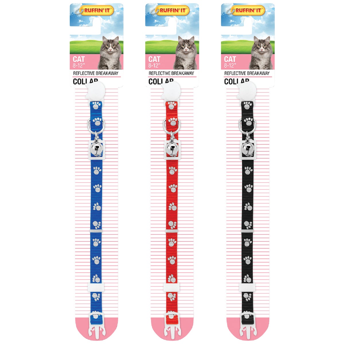 Westminster Pet Ruffin' it Adjustable Reflective Paw Print Cat Collar with Breakaway Clasp