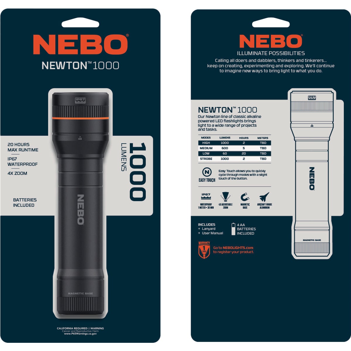 Nebo Newton 1000 Lm. 4AA LED Flashlight