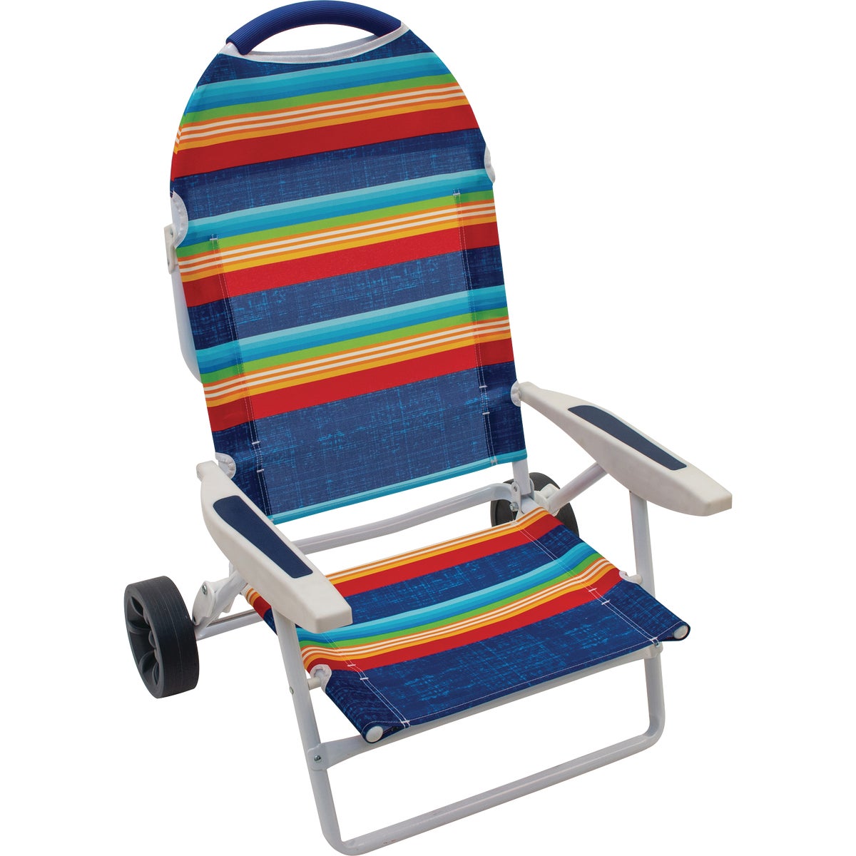 Rio Brands Transporter 5-Position Striped Steel Folding Beach Chair