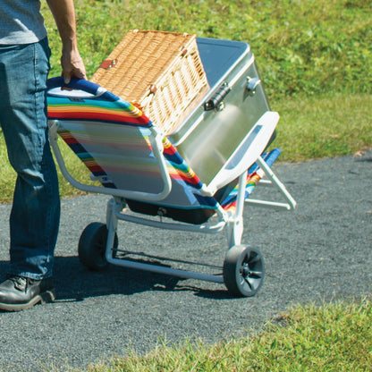 Rio Brands Transporter 5-Position Striped Steel Folding Beach Chair