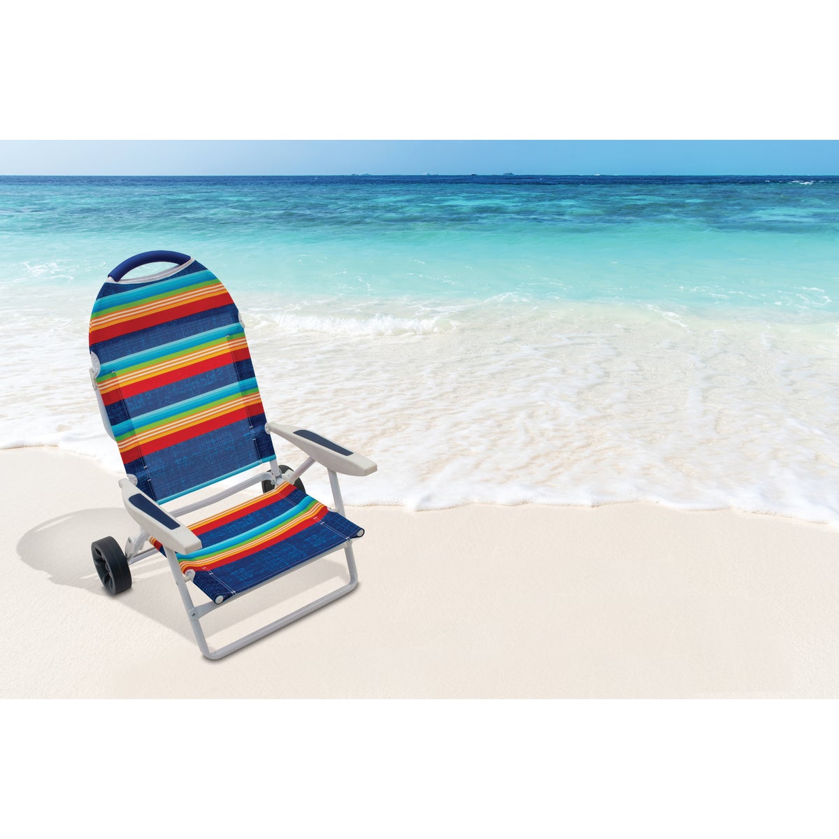 Rio Brands Transporter 5-Position Striped Steel Folding Beach Chair