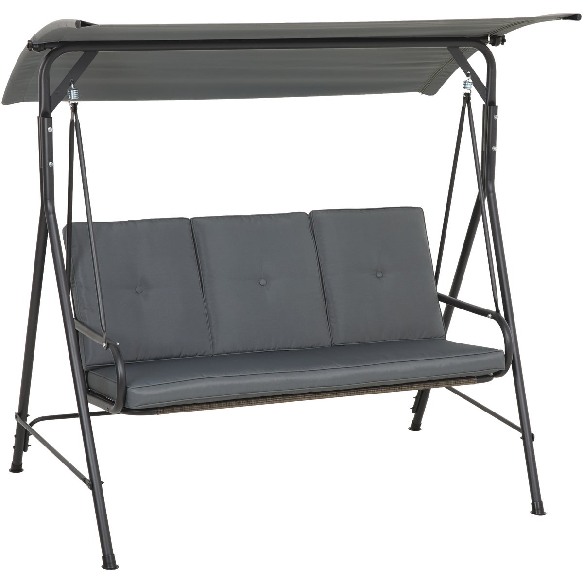 Outdoor Expressions 3-Person 71.65 In. W. x 66.93 In. H. x 49.21 In. D. Gray Patio Swing