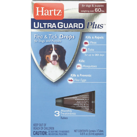 Hartz UltraGuard Plus 3-Month Supply Flea & Tick Drops For Dogs Over 60 Lb.