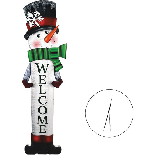 Alpine 2 In. W. x 47 In. H. x 11 In. L. Tall Snowman Christmas Porch Greeter Sign with Easel