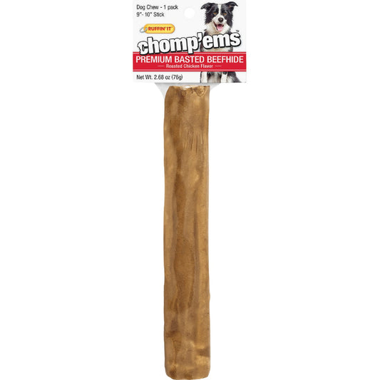 Westminster Pet Ruffin' it Chomp'ems Chicken Stick 9 In. to 10 In. Rawhide Chew