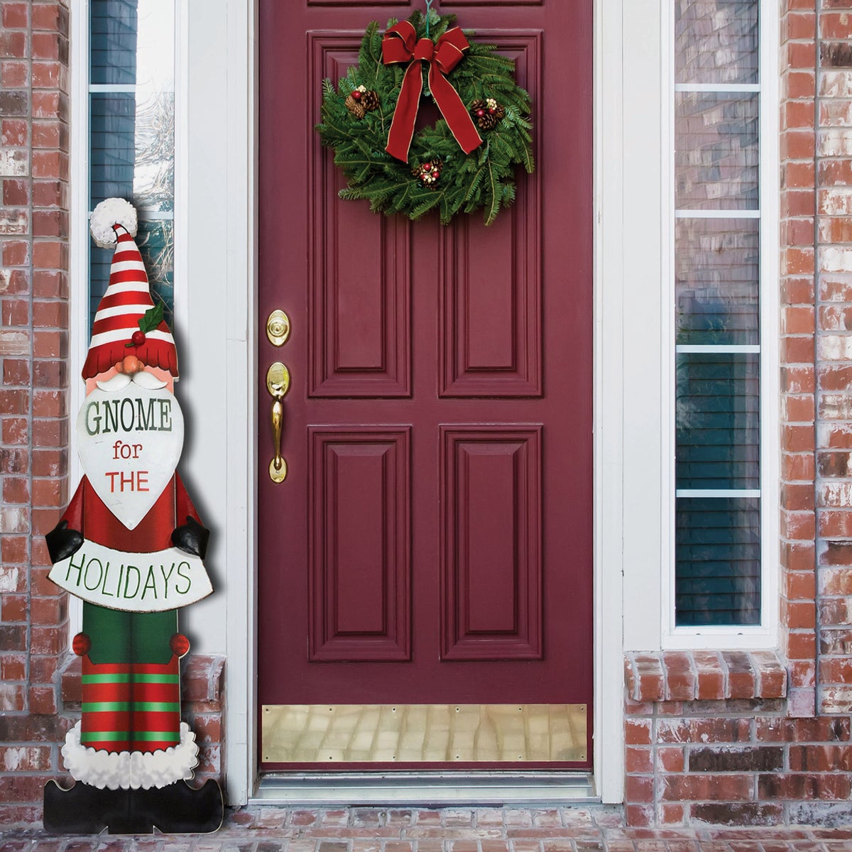 Alpine 2 In. W. x 47 In. H. x 11 In. L. Gnome for the Holidays Porch Greeter Sign with Easel