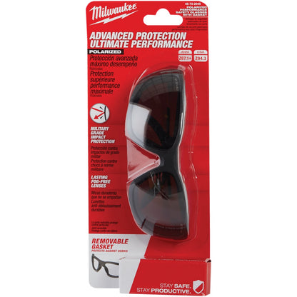 Milwaukee Red & Black Frame Gasketed High Performance Safety Glasses with Tinted & Polarized Lenses