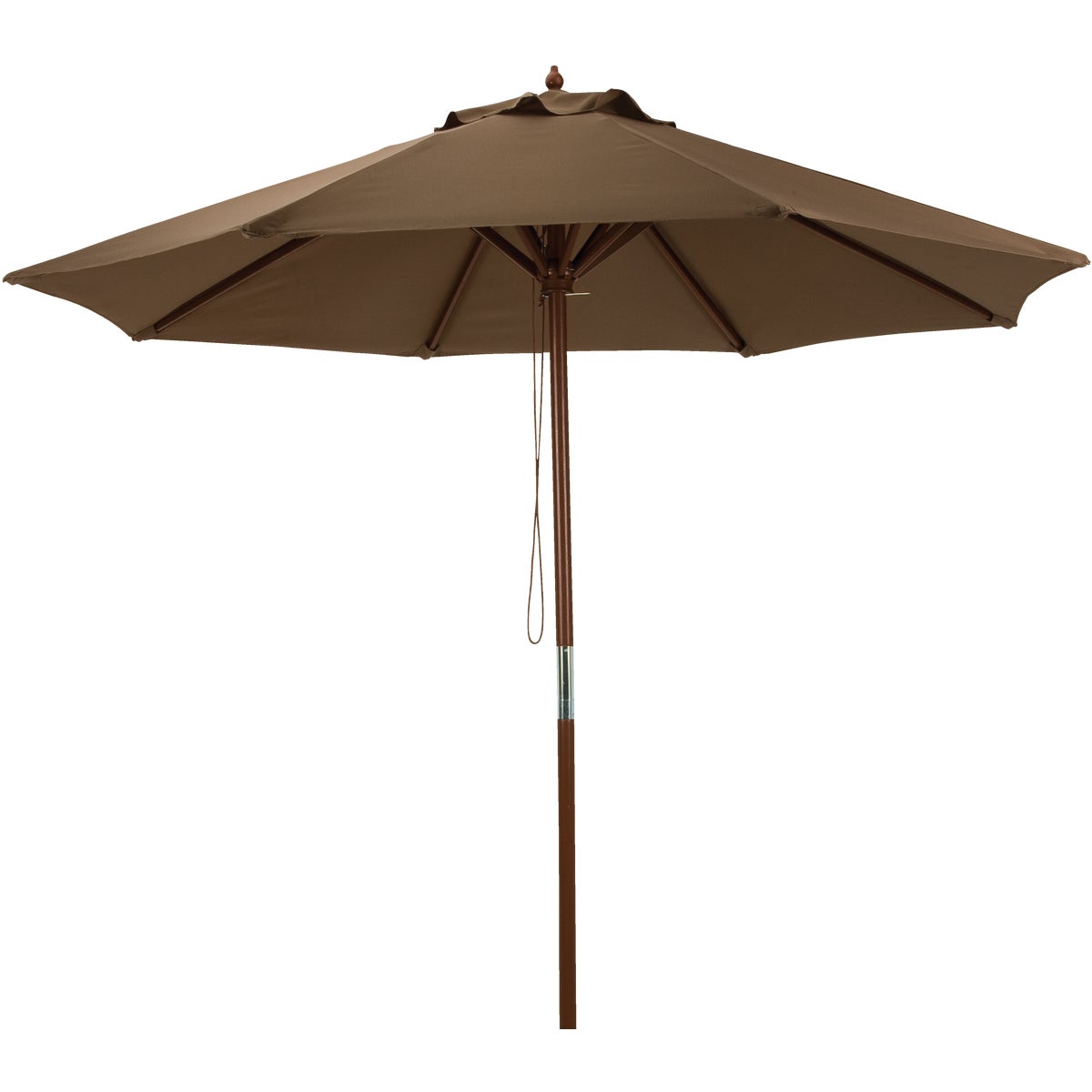 Outdoor Expressions 9 Ft. Pulley Brown Market Patio Umbrella with Chrome Plated Hardware