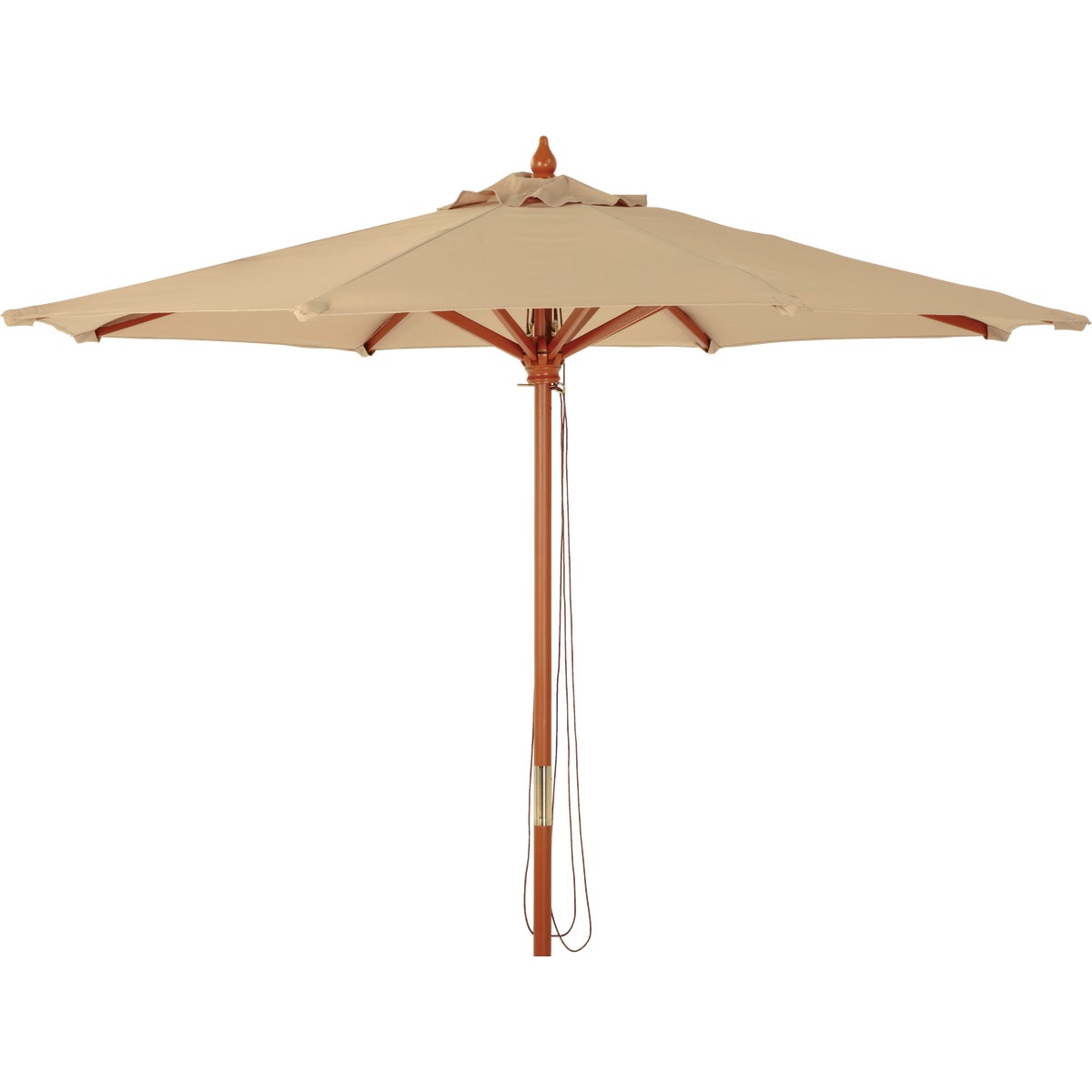 Outdoor Expressions 7.5 Ft. Pulley Tan Market Patio Umbrella with Brass Plated Hardware