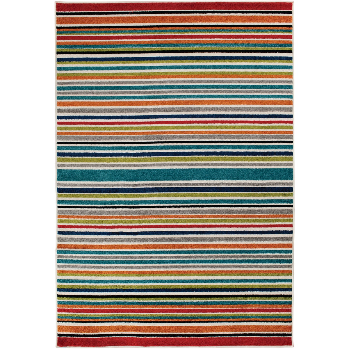 Backyard Bungalow Santee Multi 6 Ft. 7 In. x 9 Ft. 6 In. Multi-Color Stripe Plush Outdoor Rug