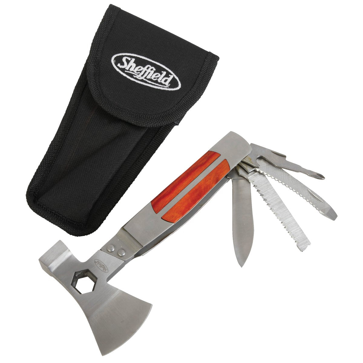 Sheffield Camper 12-In-1 Stainless Steel & Wood Multi-Tool