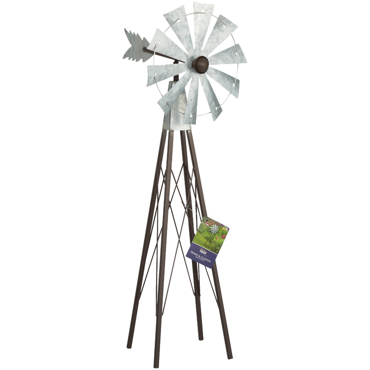 Alpine 24 In. H. Rustic Bronze & Silver Iron Mini Windmill