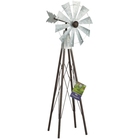 Alpine 24 In. H. Rustic Bronze & Silver Iron Mini Windmill