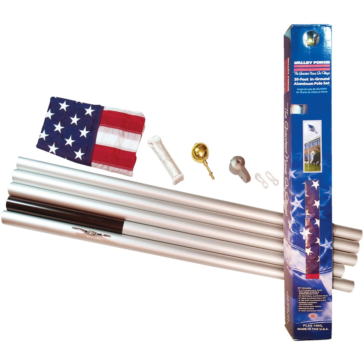 Valley Forge 3 Ft. x 5 Ft. Nylon American Flag & 20 Ft. Pole Kit