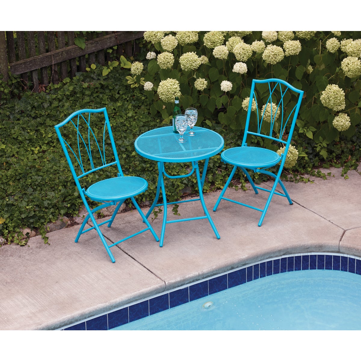 Outdoor Expressions Cruiser 3-Piece Folding Turquoise Bistro Set