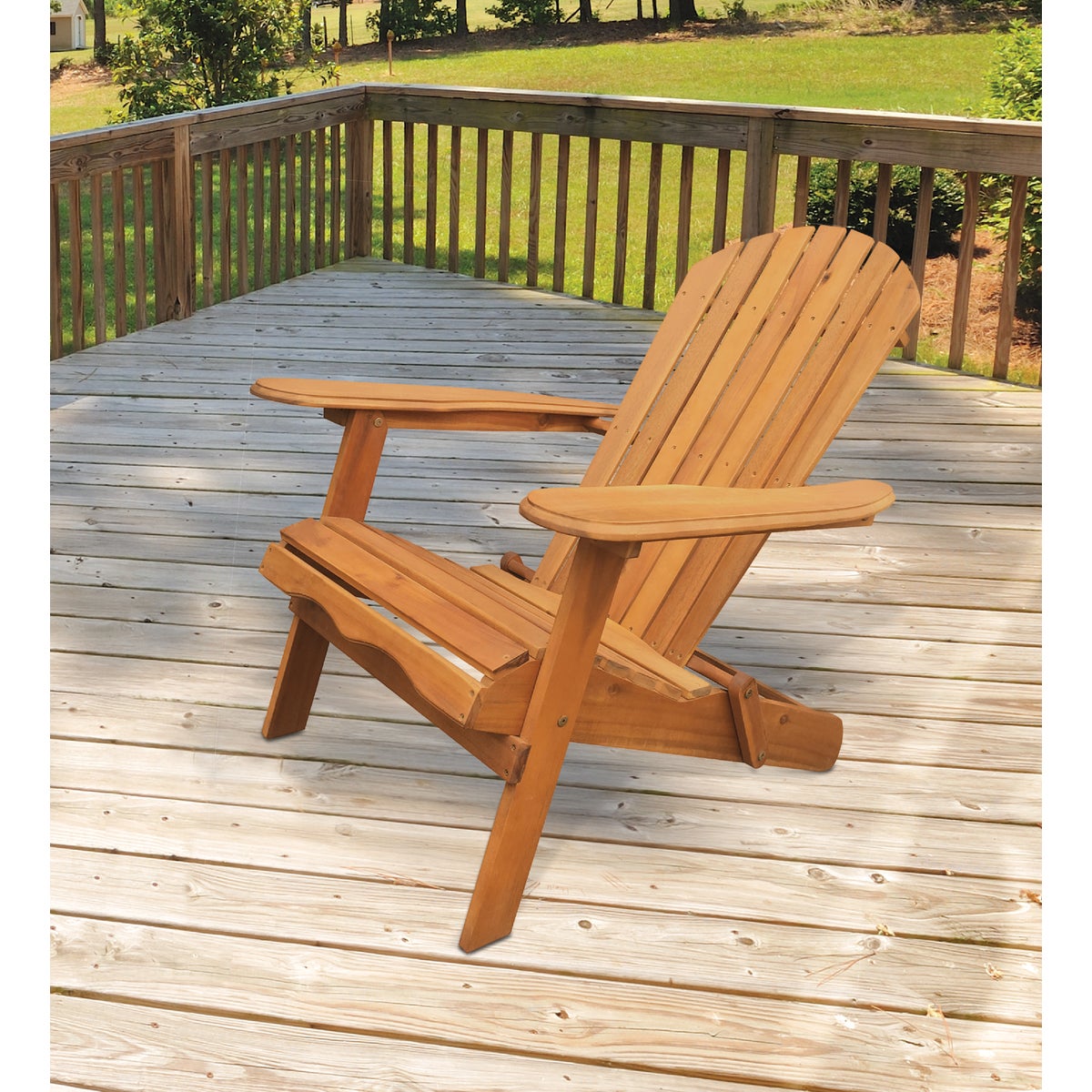 Leigh Country Tan Acacia Wood Folding Adirondack Chair